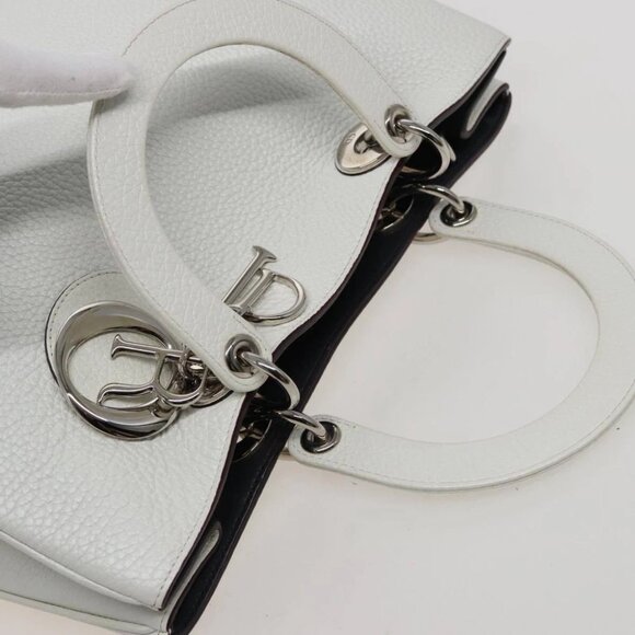Christian Dior Diorissimo Hand Bag Leather 2way White Auth am6412AV - Picture 7 of 15